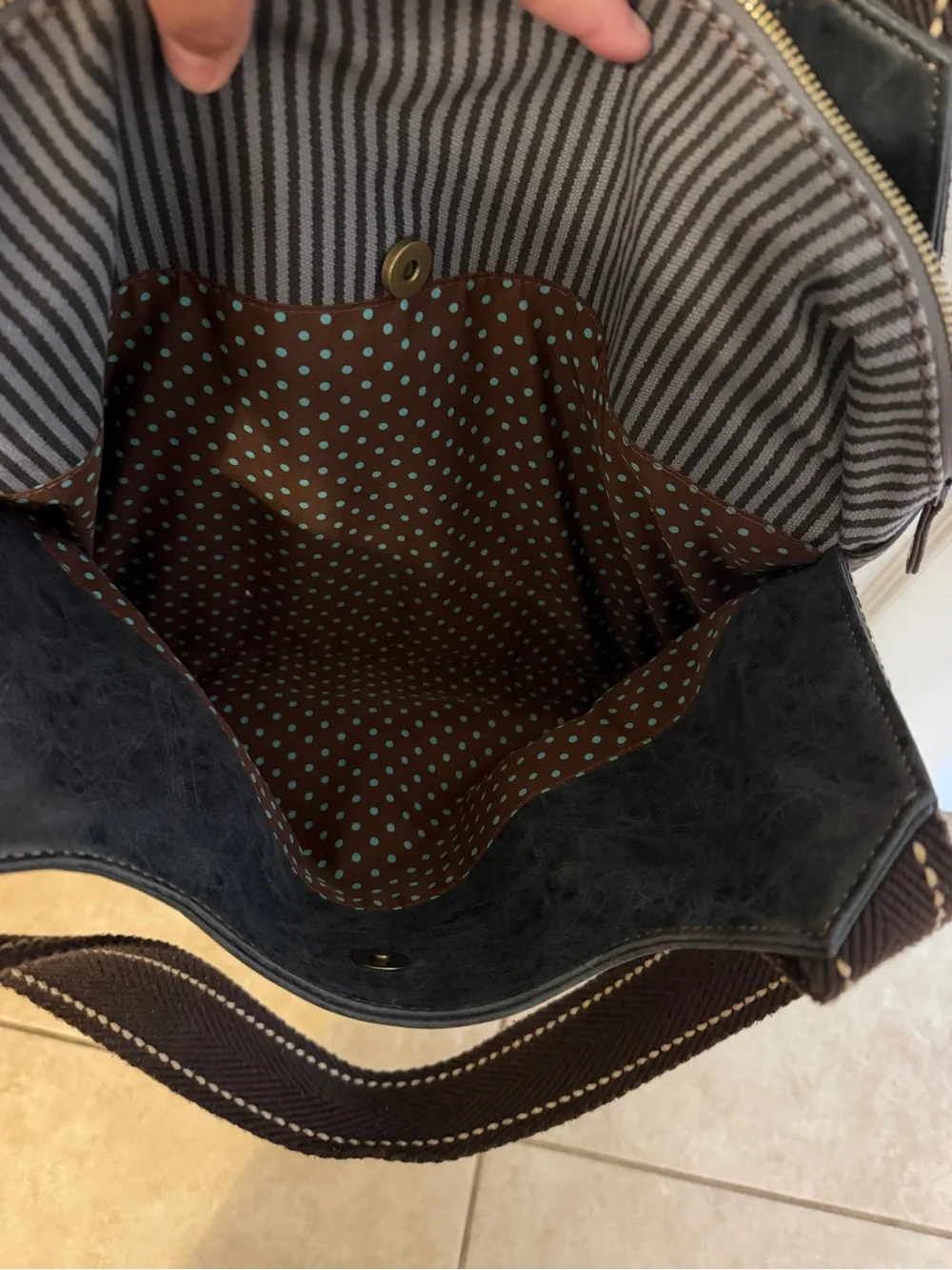 Chala Black Faux Leather Floral Accent Tote